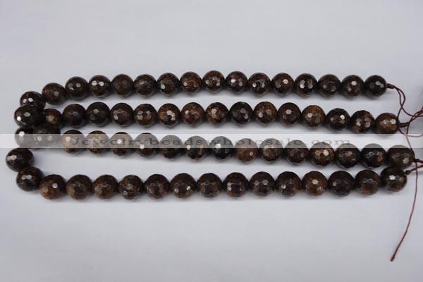 CBZ96 15.5 inches 12mm faceted round bronzite gemstone beads