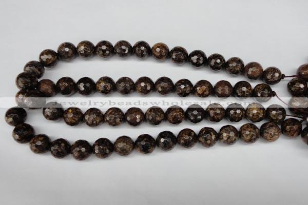 CBZ97 15.5 inches 14mm faceted round bronzite gemstone beads