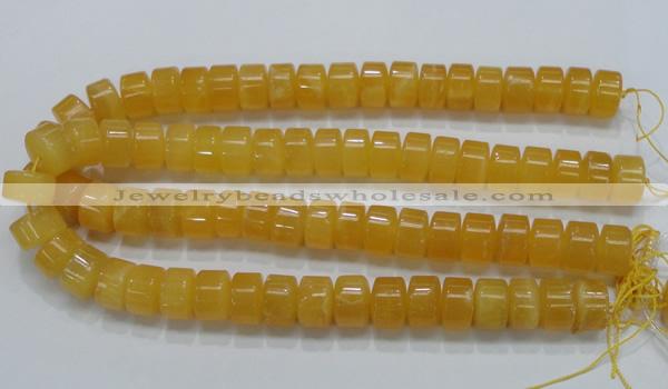 CCA09 15.5 inches 10*16mm wheel-shaped yellow calcite gemstone beads