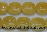 CCA14 15.5 inches 15*15mm square double drilled yellow calcite beads