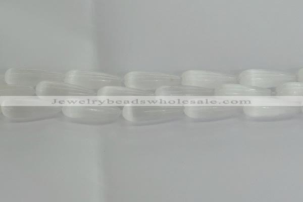 CCA358 15.5 inches 10*30mm teardrop white calcite gemstone beads