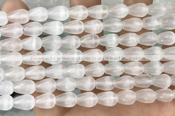 CCA377 15.5 inches 7*10mm teardrop white calcite gemstone beads