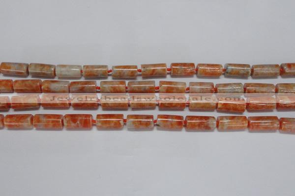 CCA465 15.5 inches 8*16mm tube orange calcite gemstone beads