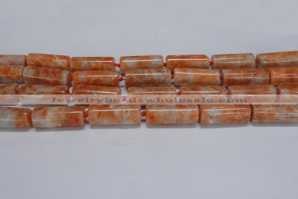 CCA466 15.5 inches 12*30mm tube orange calcite gemstone beads