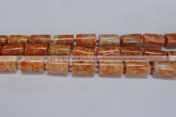 CCA467 15.5 inches 15*22mm tube orange calcite gemstone beads