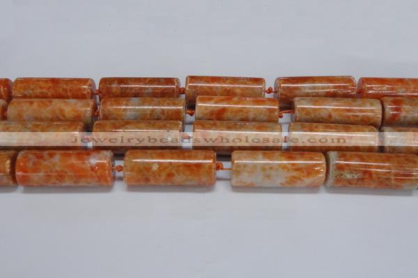 CCA468 15.5 inches 15*40mm tube orange calcite gemstone beads