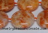 CCA477 15.5 inches 25mm flat round orange calcite gemstone beads