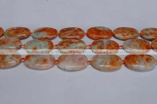 CCA487 15.5 inches 25*35mm oval orange calcite gemstone beads