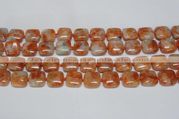 CCA492 15.5 inches 15mm square orange calcite gemstone beads