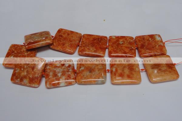 CCA496 15.5 inches 35mm square orange calcite gemstone beads