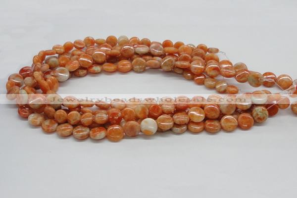 CCA54 15.5 inches 12mm flat round orange calcite gemstone beads