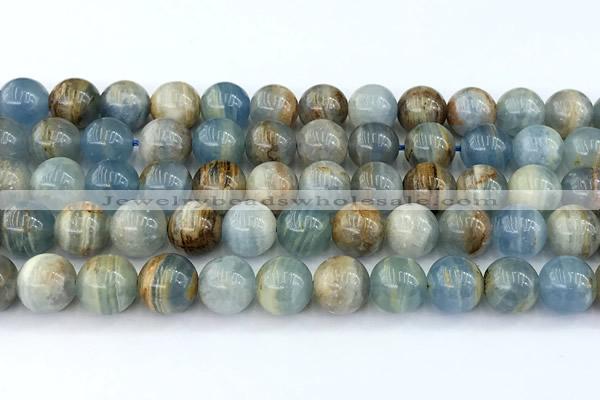 CCA547 15 inches 9.5mm - 10mm round blue calcite beads