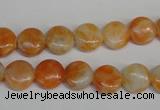 CCA63 15.5 inches 10mm flat round orange calcite gemstone beads