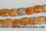 CCA71 15.5 inches 10*10mm square orange calcite gemstone beads