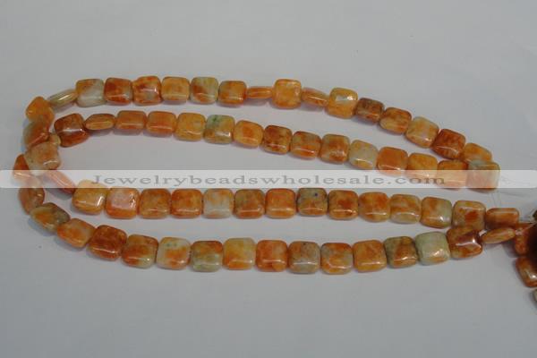 CCA72 15.5 inches 12*12mm square orange calcite gemstone beads