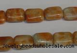 CCA75 15.5 inches 10*14mm rectangle orange calcite gemstone beads