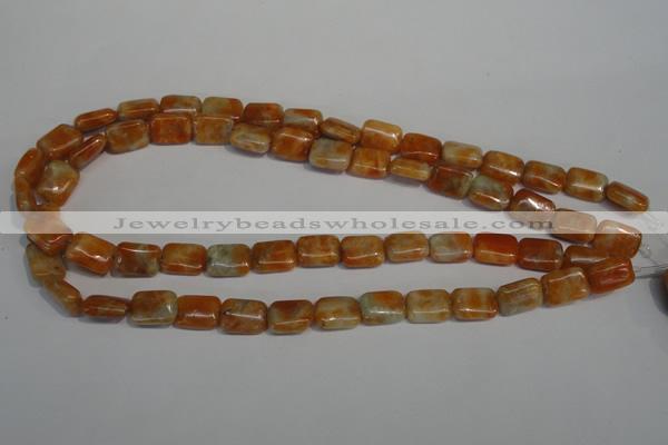 CCA75 15.5 inches 10*14mm rectangle orange calcite gemstone beads