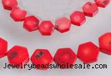 CCB10 5pcs 15.5 inches 9mm & 12mm hexagon red coral beads Wholesale