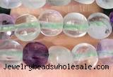 CCB1034 15 inches 4mm faceted coin fluorite beads