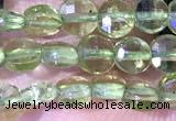 CCB1037 15 inches 4mm faceted coin peridot beads