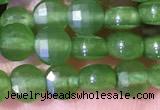 CCB1038 15 inches 4mm faceted coin green agate beads