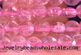 CCB1040 15 inches 4mm faceted coin strawberry quartz beads