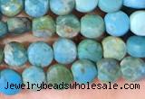 CCB1051 15 inches 4mm faceted coin turquoise beads