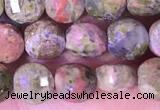 CCB1059 15 inches 4mm faceted coin unakite beads