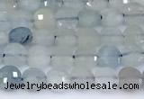 CCB1137 15 inches 4mm faceted coin aquamarine beads