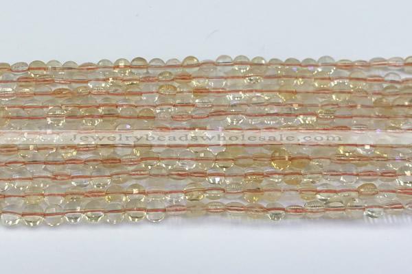 CCB1139 15 inches 4mm faceted coin citrine beads