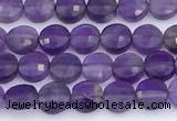 CCB1145 15 inches 4mm faceted coin amethyst beads