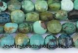 CCB1152 15 inches 4mm faceted coin turquoise beads