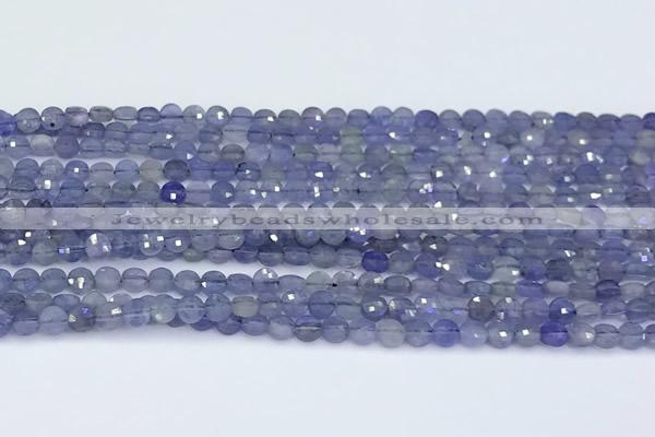 CCB1165 15 inches 4mm faceted coin tanzanite beads