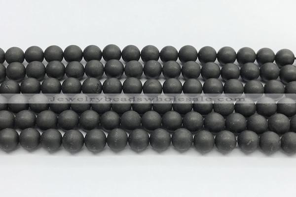 CCB1187 15 inches 8mm round matte shungite gemstone beads