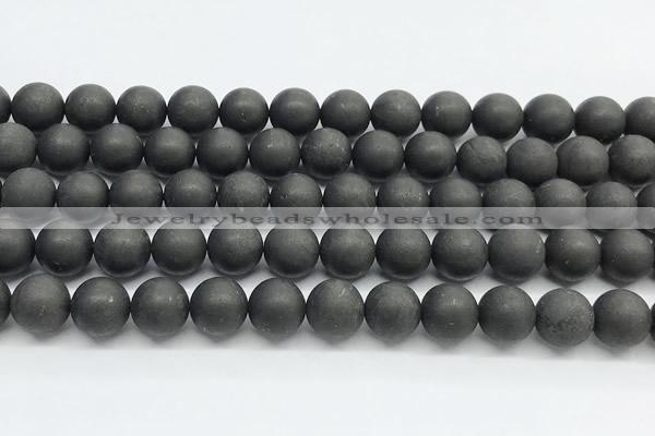 CCB1188 15 inches 10mm round matte shungite gemstone beads