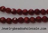 CCB120 15.5 inches 3mm faceted round red coral beads wholesale