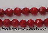 CCB121 15.5 inches 5mm faceted round red coral beads wholesale