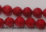 CCB122 15.5 inches 6mm faceted round red coral beads wholesale