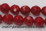 CCB123 15.5 inches 7mm faceted round red coral beads wholesale