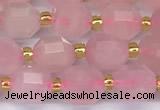 CCB1243 15 inches 7*8mm faceted rose quartz beads