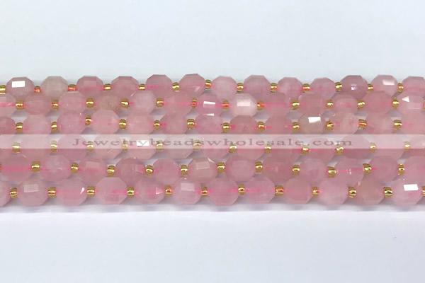 CCB1243 15 inches 7*8mm faceted rose quartz beads