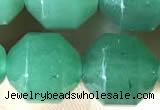 CCB1315 15 inches 9mm - 10mm faceted green aventurine beads