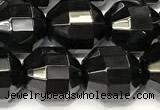 CCB1318 15 inches 9mm - 10mm faceted black agate beads