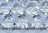 CCB1330 15 inches 8mm faceted coin white crystal beads