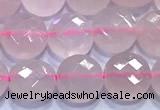 CCB1332 15 inches 8mm faceted coin rose quartz beads