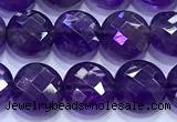 CCB1342 15 inches 8mm faceted coin amethyst beads