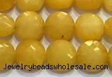 CCB1343 15 inches 8mm faceted coin jade beads