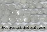 CCB1366 15 inches 4mm faceted coin white moonstone beads