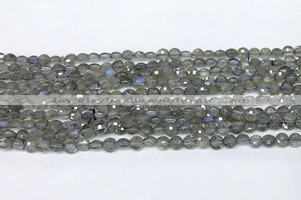 CCB1374 15 inches 4mm faceted coin labradorite beads