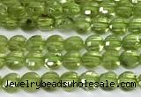 CCB1378 15 inches 4mm faceted coin peridot beads